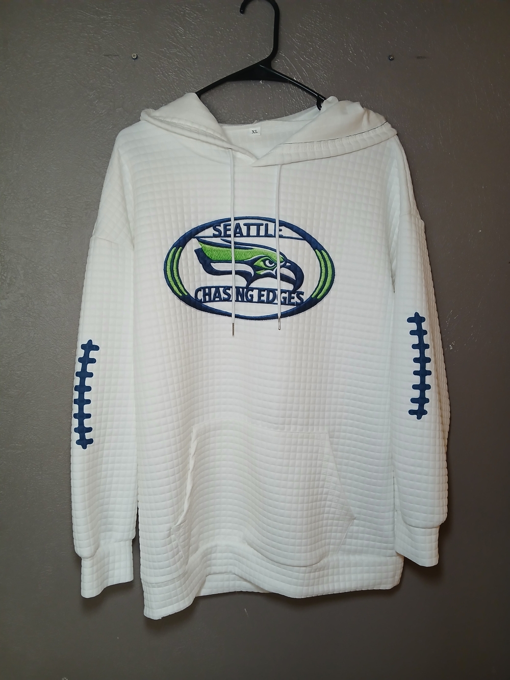 Seattle Seahawks Waffle-Knit Hooded Pullover-XL